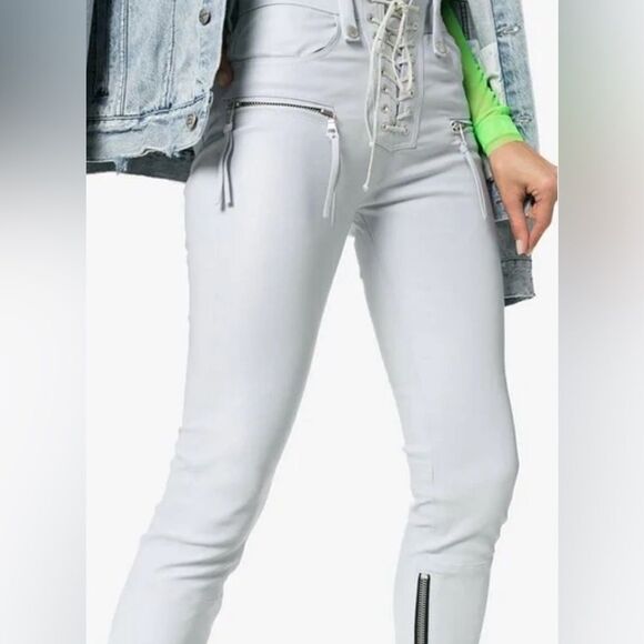 UNRAVEL Streetwear Lipstick Leather Lace Up Pants Gray Ben Taverniti - Picture 1 of 13
